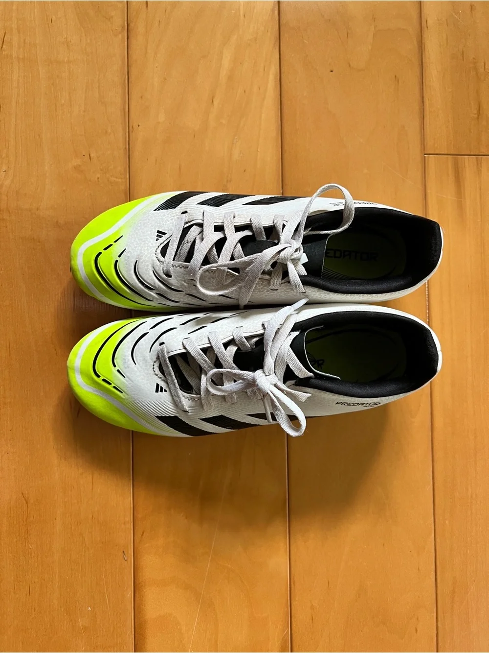 Adidas Kids Predator Soccer Cleats - White & Neon Yellow